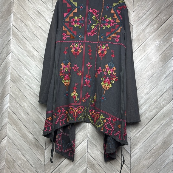Grey Biya Johnny Was Longsleeved Embroidered Cardigan L - Picture 6 of 10